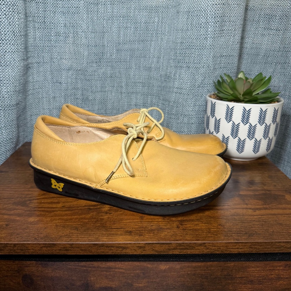 Alegria Mustard Yellow Lace-Up Loafers
